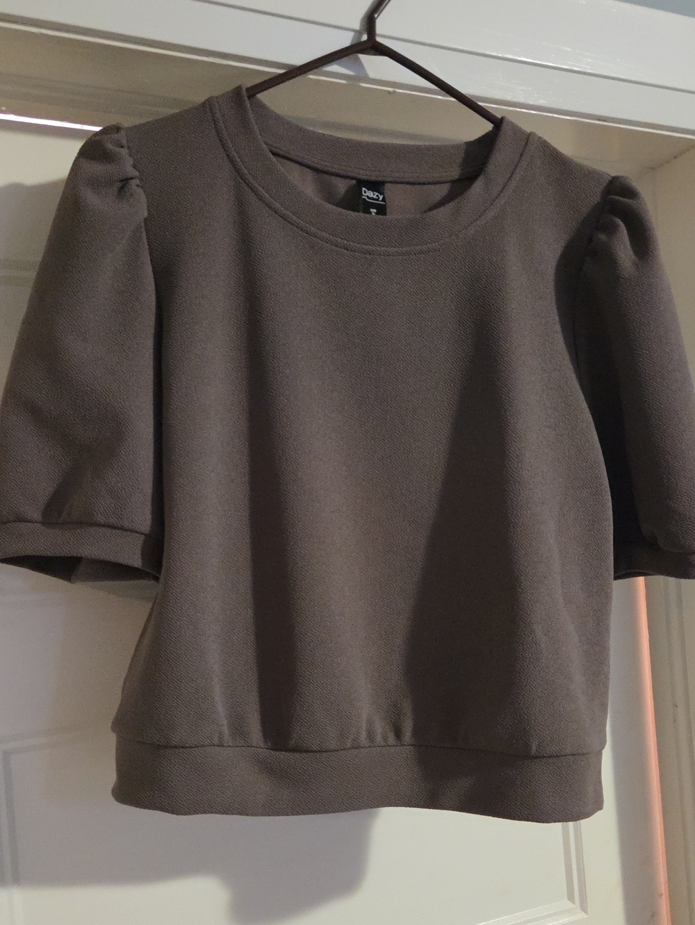Puff Sleeve Brown Top